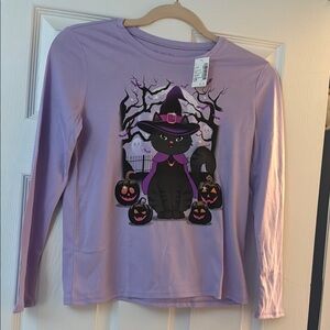 Children’s Place Purple Halloween Cat Long Sleeve Shirt